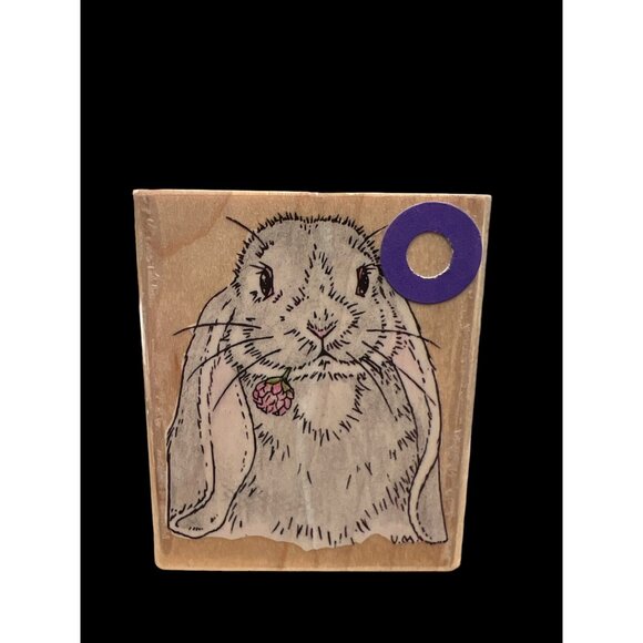 Vintage 1994 Penny Black Lop-Eared Bunny Wooden Stamp 2” Easter Springtime - Picture 1 of 6